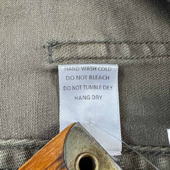 Women’s Wide Leg High Rise Pants Size Large Cropped Green Raw Hem - Picture 9 of 13